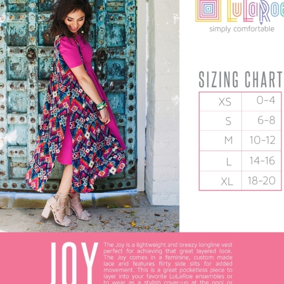 NWT LuLaRoe Sleeveless Roses Joy Kimono Vest Cardigan Size Small - Picture 6 of 7